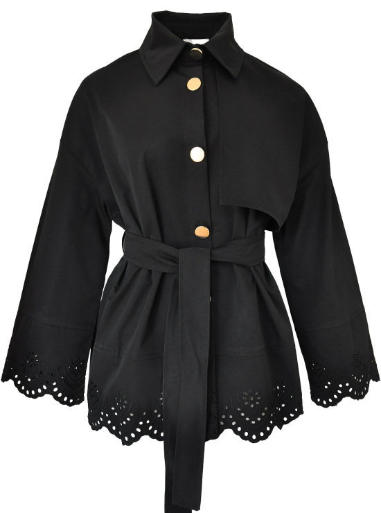 Amber Dantelli Ceket - Siyah