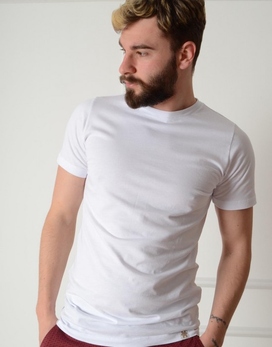Basic Slim Fit Beyaz Erkek Tişört