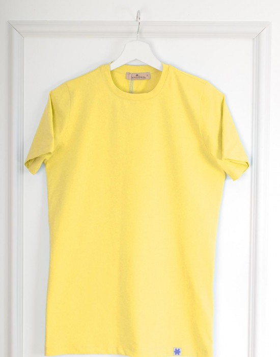 Basic Slim Fit Limon Sarı Erkek Tişört
