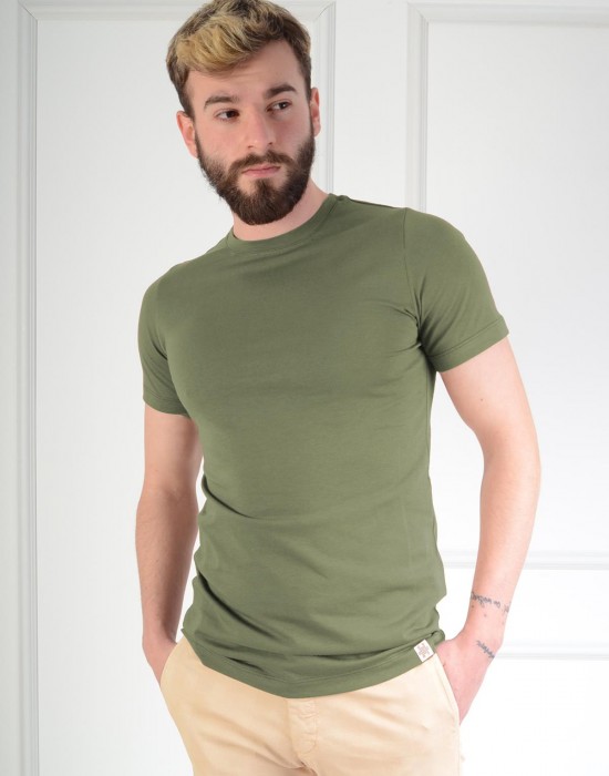 Basic Slim Fit Haki Erkek Tişört