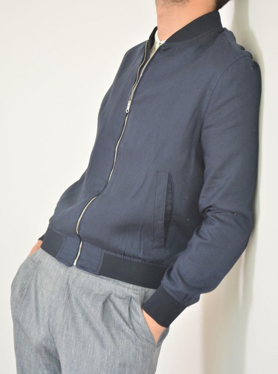 Bomber Saf Keten Fermuarlı Lacivert Erkek Ceket Bomber Saf Keten Fermuarlı Lacivert Erkek Ceket