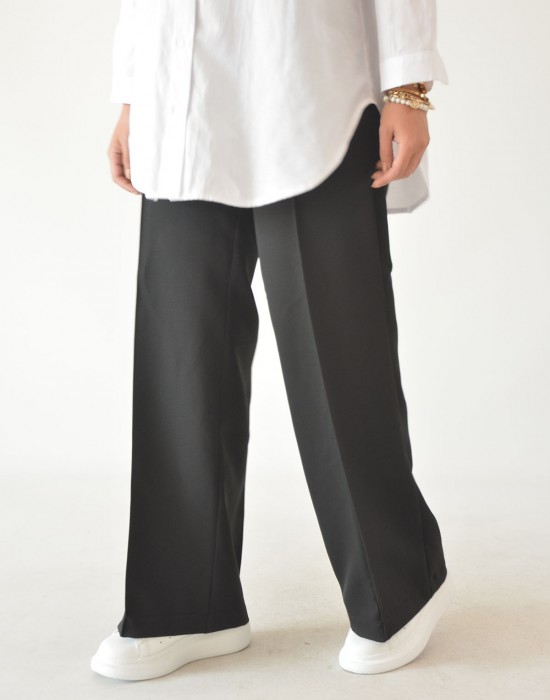 Çimalı Bol Kesim Yazlık Pantolon - Siyah