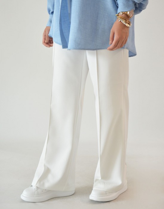 Çimalı Bol Kesim Yazlık Pantolon - Ekru