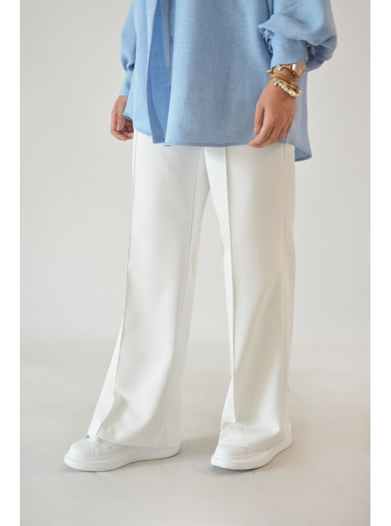 Çimalı Bol Kesim Yazlık Pantolon - Ekru