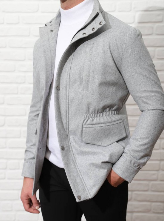 Yün Karışımlı Safari Mont - Gri Yün Karışımlı Safari Mont - Gri